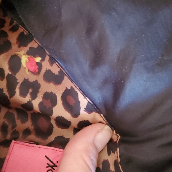 Betsey Johnson Black Faux Fur Trim Hood Lace Up Puffer Coat Jacket. - Picture 10 of 16